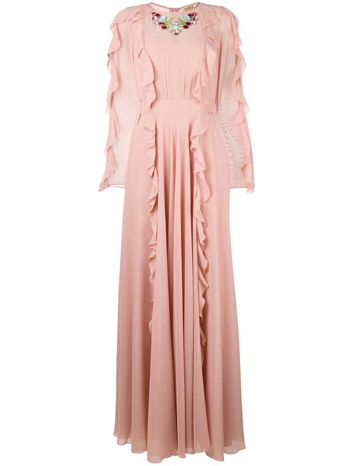 Liu Jo Ruffle Detail Evening Dress - Neutrals