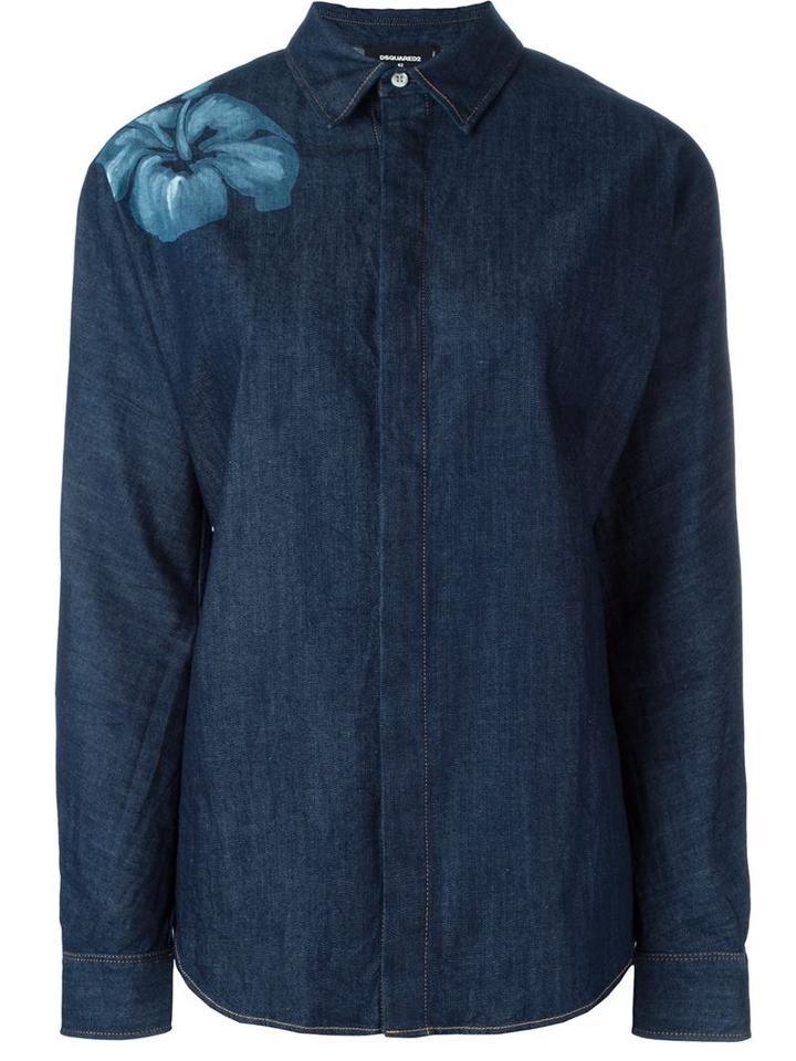 Dsquared2 Flower Detail Denim Shirt