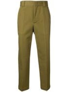 Msgm Cropped Straight Leg Trousers - Green