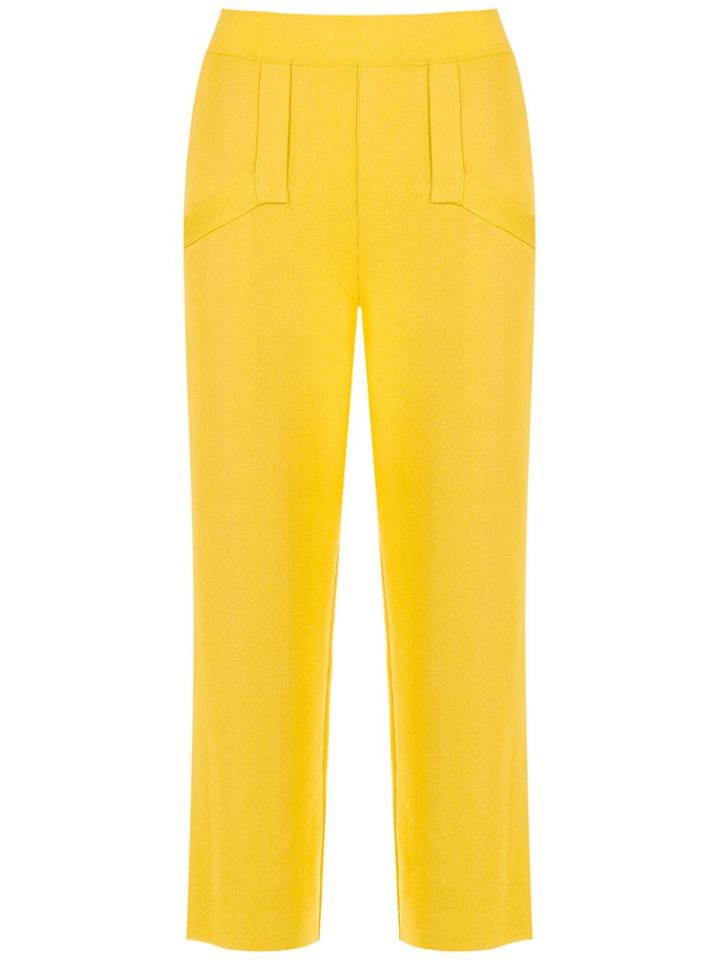 Egrey Knit Cropped Pants - Yellow