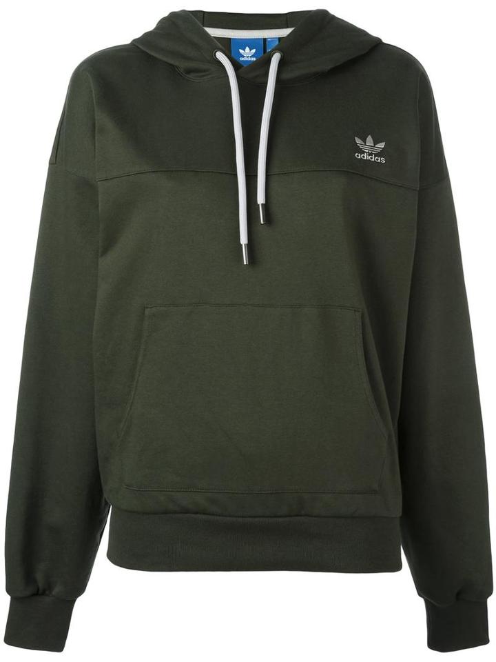Adidas Logo Embroidered Hoodie, Women's, Size: Small, Green, Cotton/polyester