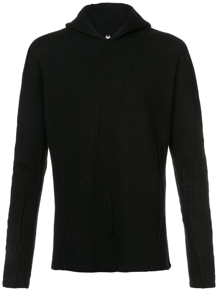 Label Under Construction Distressed Knitted Hoodie - Black