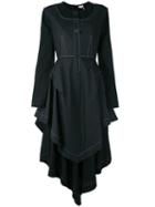 Loewe - Contrast Stitching Dress - Women - Linen/flax - 38, Black, Linen/flax