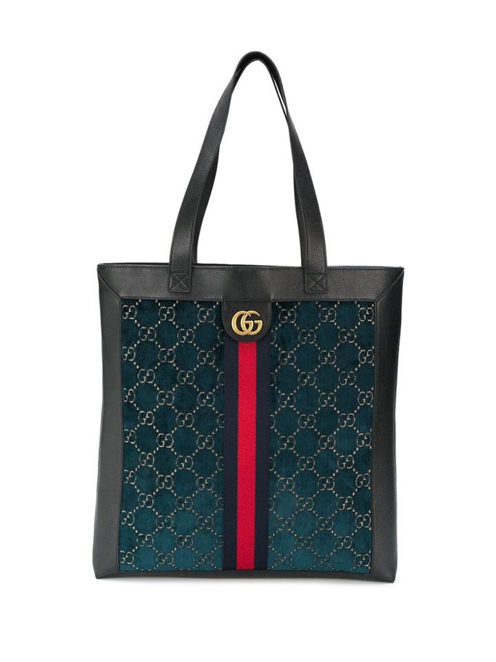 Gucci Monogram Pattern Tote Bag - Black