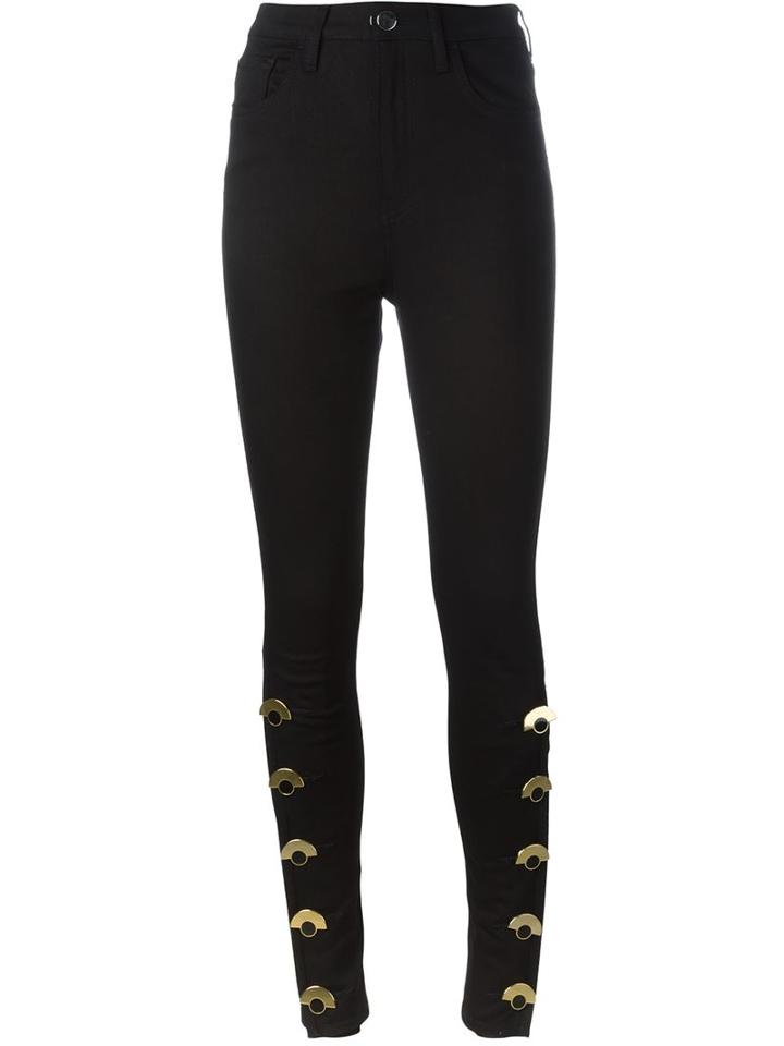 Anthony Vaccarello Buttoned Calf Skinny Trousers