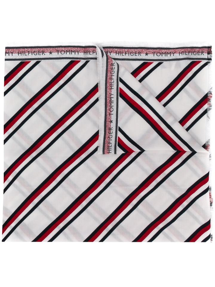 Tommy Hilfiger Long Striped Scarf - White