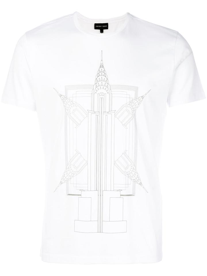 Emporio Armani Line Drawing Print T-shirt - White