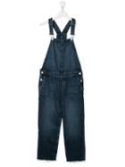 Calvin Klein Kids Teen Denim Raw Edge Dungarees - Blue