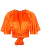 Dvf Diane Von Furstenberg Plunge Cropped Blouse - Yellow & Orange