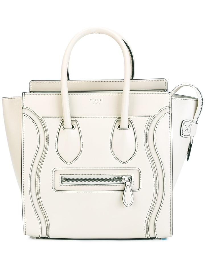 Céline Trapeze Tote, Women's, White, Calf Leather