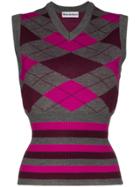 Molly Goddard Greta Sleeveless Argyle Knit Vest - Grey