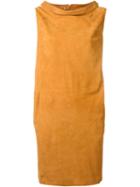 Desa Collection Cowl Neck Dress, Women's, Size: 0, Yellow/orange, Suede/cotton