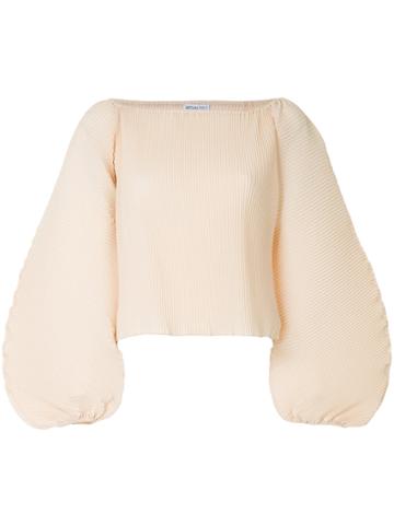 Jatual Pleated Open Shoulder Top - Nude & Neutrals