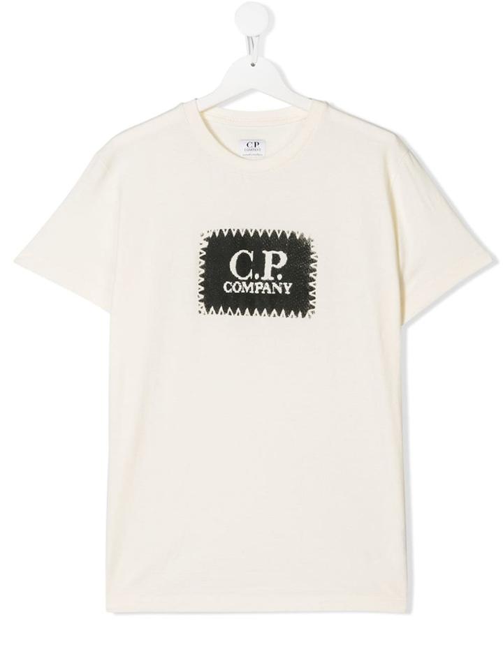 Cp Company Kids Teen Logo Print T-shirt - Neutrals