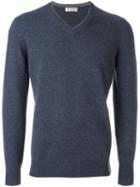 Brunello Cucinelli V-neck Jumper, Men's, Size: 56, Blue, Silk/cashmere/virgin Wool