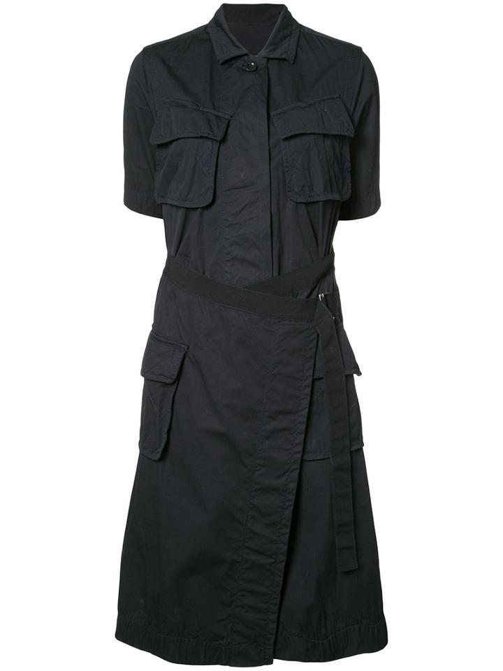 Sacai Flap Pocket Shirt Dress, Women's, Size: 1, Black, Cotton