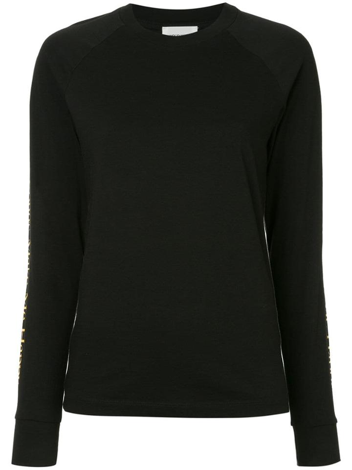 Wood Wood Print Sleeve Sweater - Black