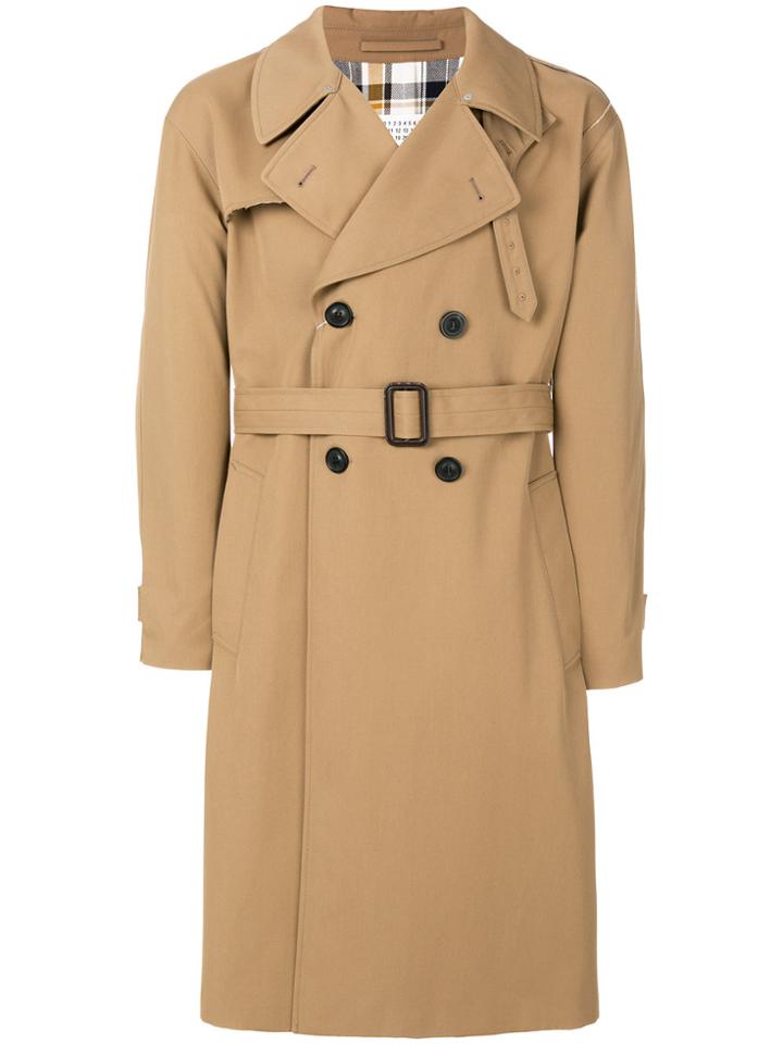 Maison Margiela Plaid Back Trench Coat - Brown