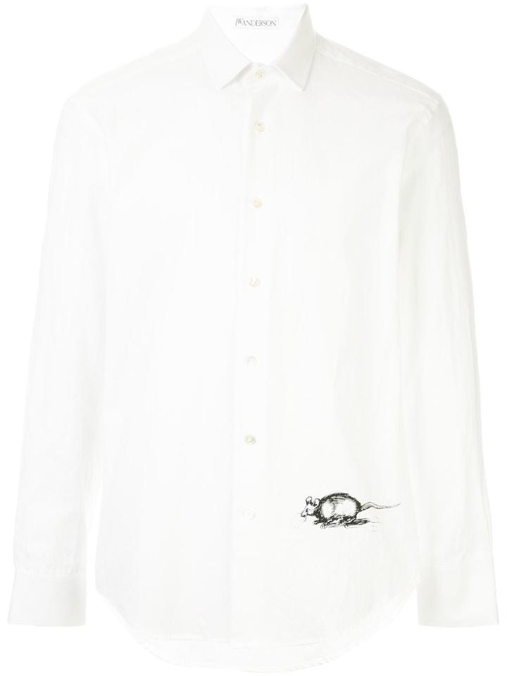 Jw Anderson Mouse Print Oxford Shirt - White