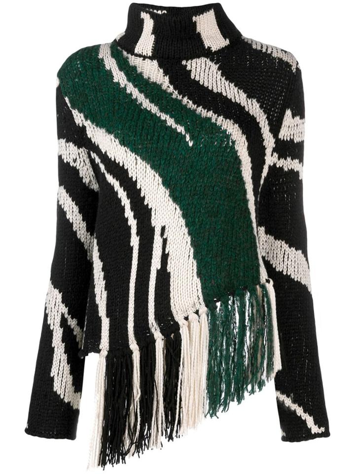 Just Cavalli Fringe Zebra Print Jumper - Black