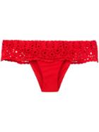 Ermanno Scervino - Lace Frill Bikini Bottoms - Women - Polyamide/spandex/elastane - Iv, Red, Polyamide/spandex/elastane