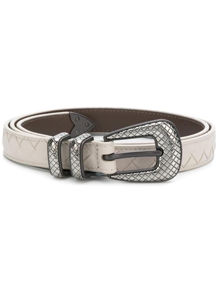 Bottega Veneta Woven Buckle Belt - Nude & Neutrals