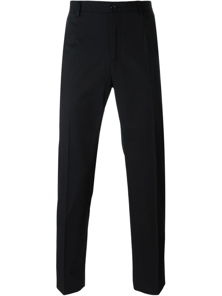 Dolce & Gabbana Tailored Slim Trousers, Men's, Size: 52, Black, Cotton/spandex/elastane/viscose