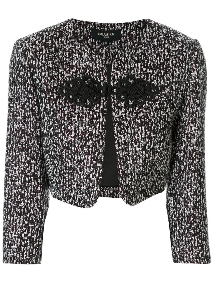 Paule Ka Tweed Cropped Jkt Frog Fasteners 56%pan 37%wool 7%pl - Black