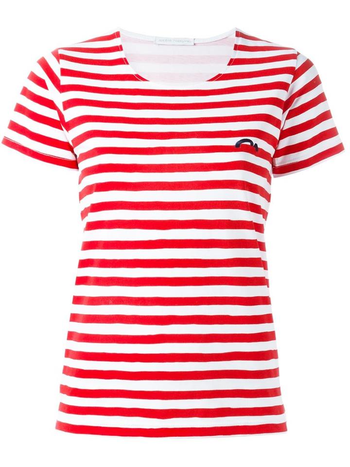 Société Anonyme Striped T-shirt, Women's, Size: Medium, Red, Cotton