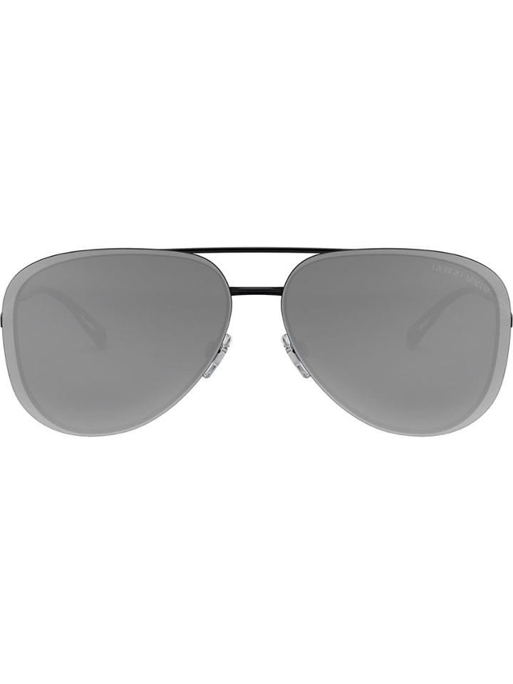 Giorgio Armani Aviator Mirrored Sunglasses - Black