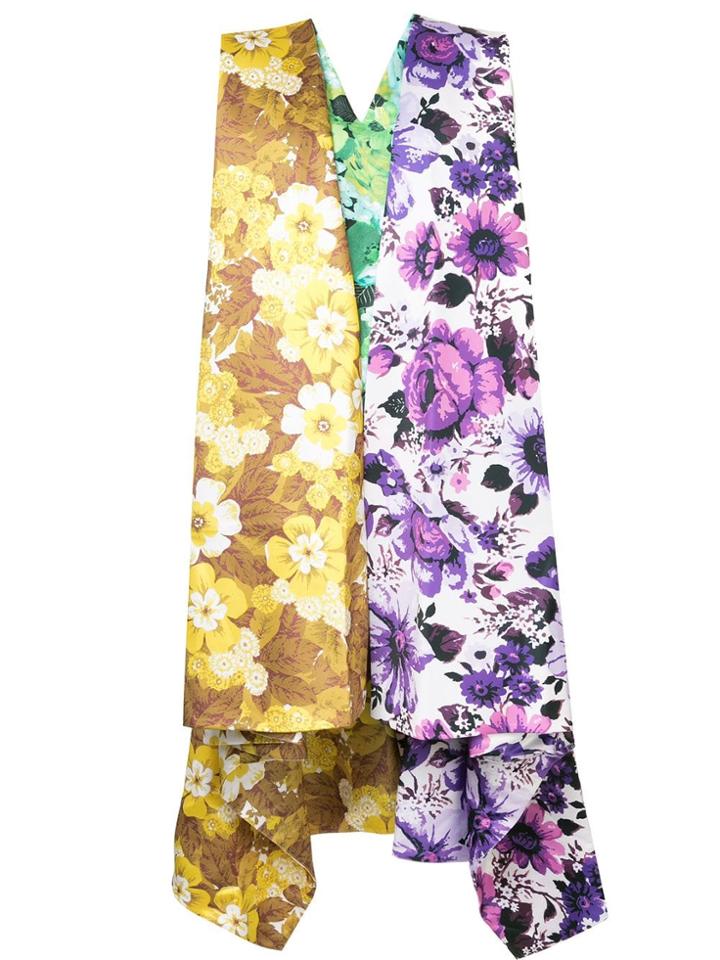 Richard Quinn Oversized Asymmetric Dress - Multicolour