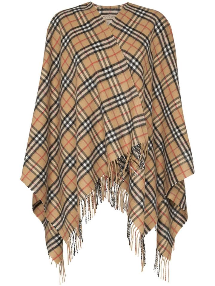 Burberry Vintage Check Cashmere Poncho - Brown