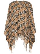 Burberry Vintage Check Cashmere Poncho - Brown