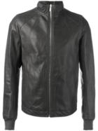 Rick Owens Funnel Neck Jacket, Men's, Size: 52, Grey, Calf Leather/cotton/cupro/virgin Wool