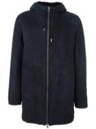 Desa 1972 Hooded Leather Coat - Blue