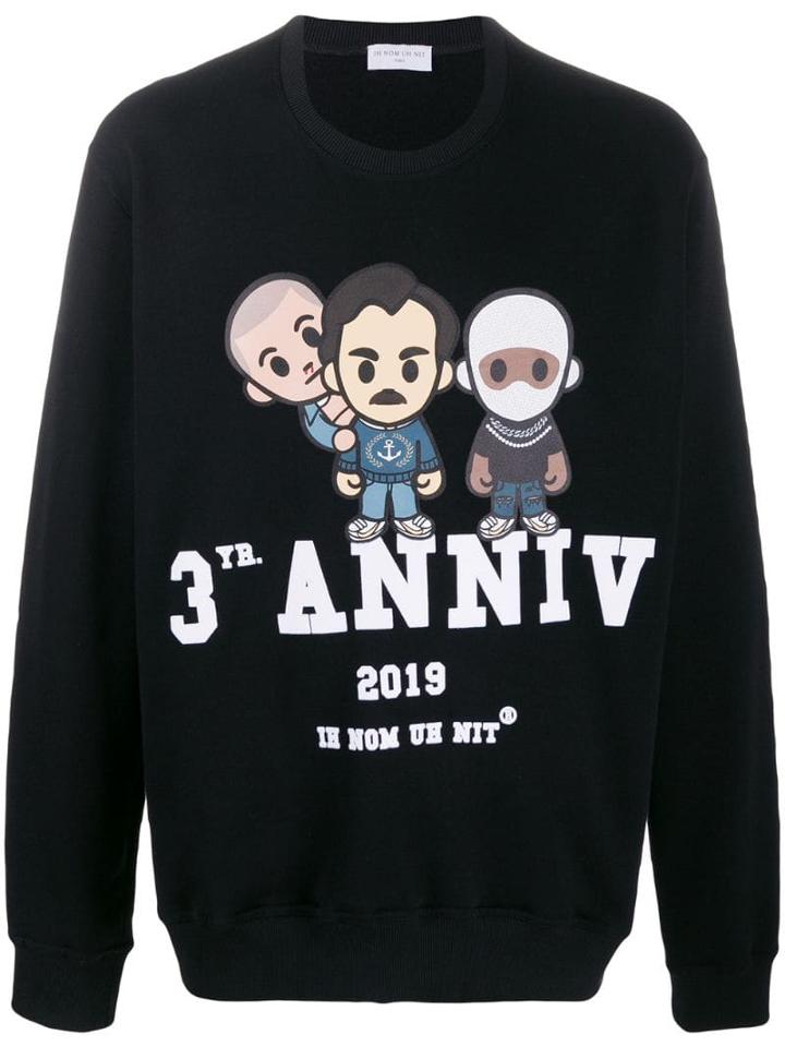 Ih Nom Uh Nit Printed Character Sweater - Black