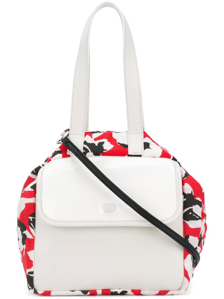 Carmina Campus Floral Colour-block Tote - Red