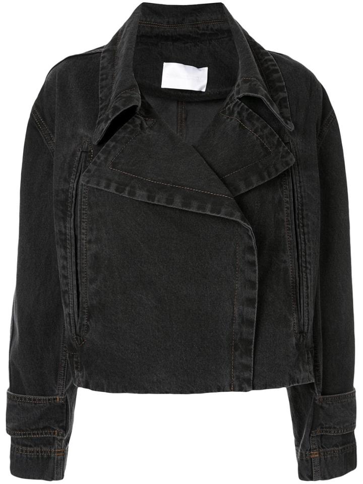 Tamuna Ingorokva Elea Denim Biker Jacket - Black