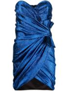 Saint Laurent Wraped Lamé Mini Dress - Blue
