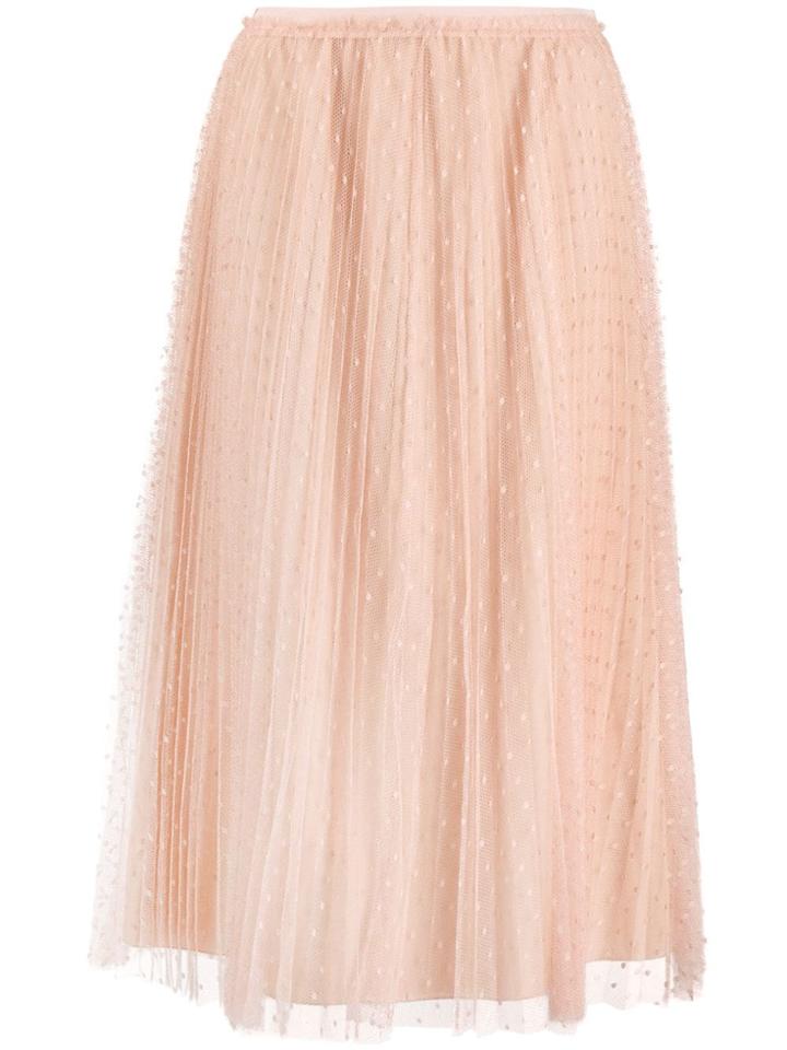 Red Valentino Red(v) Polka Dot Mesh Midi Skirt - Neutrals