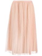 Red Valentino Red(v) Polka Dot Mesh Midi Skirt - Neutrals