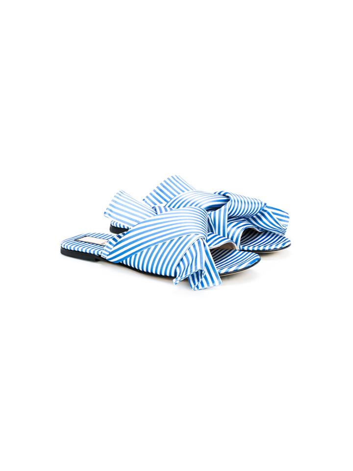 No21 Kids Striped Sculptural Bow Slides - Blue