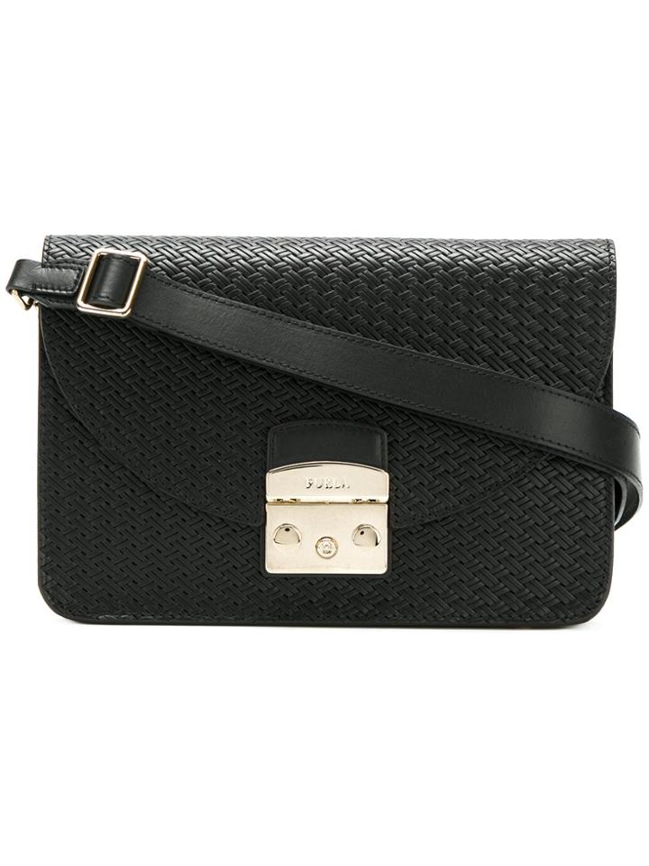 Furla Embossed Shoulder Bag - Black