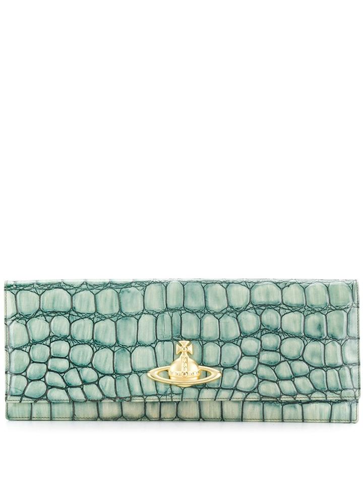 Vivienne Westwood Pre-owned Croc Effect Flap Clutch - Green