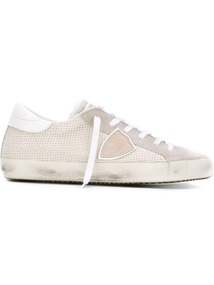 Philippe Model Lace Up Sneakers, Men's, Size: 45, White, Chamois Leather/rubber/leather