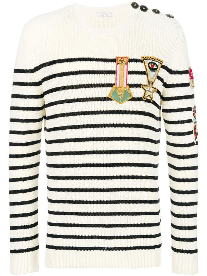 Valentino Military Embroidered Jumper - Nude & Neutrals