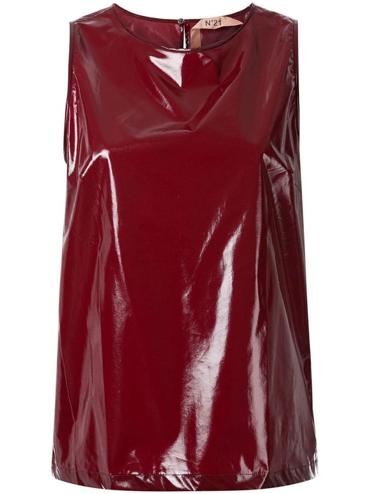 Nº21 Coated Sleeveless Top - Red