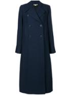 Stella Mccartney - Long Double Breasted Coat - Women - Wool/polyamide/cotton/viscose - 42, Blue, Wool/polyamide/cotton/viscose