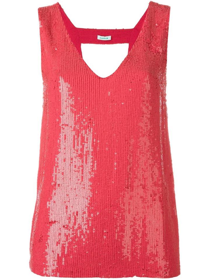 P.a.r.o.s.h. Sequin Embellished Front With Open Back Detail Top, Women's, Size: Small, Pink/purple, Viscose/pvc
