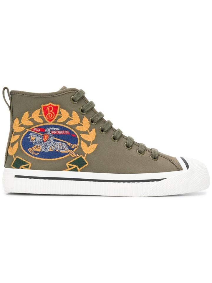Burberry Embroidered Logo Sneakers - Green